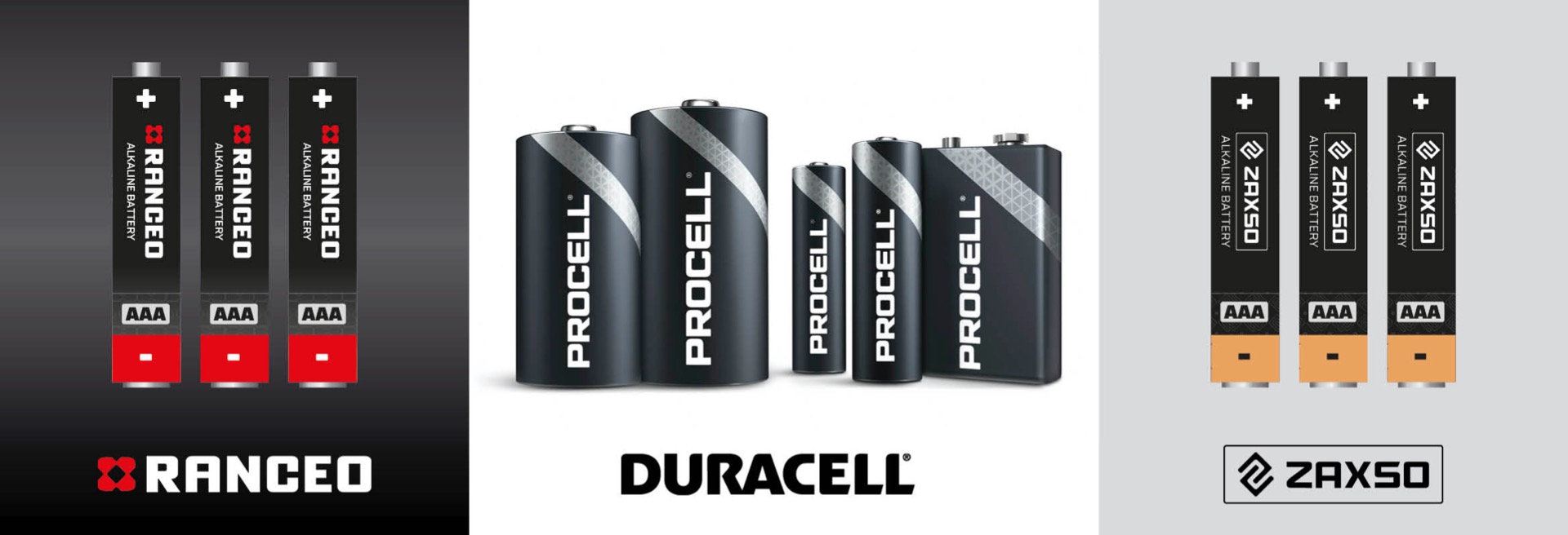 Batterier og ladere - Alkaline og genopladelige batterier af høj kvalitet - RANCEO - ZAXSO - DURACELL